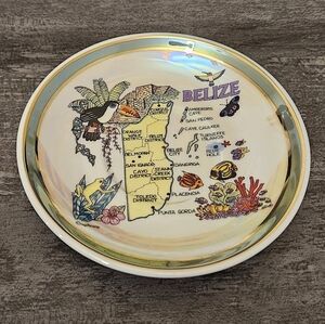 Ceramic Souvenir Plate ft Map of Belize